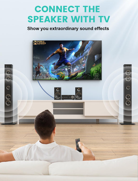 EMK Digital Optical Audio Cable Fiber Optical Toslink Cable SPDIF Audio Cable Male to Male Cord for Home Theater, Sound Bar, TV, PS4, Xbox, PlayStation & More (6Feet/1.8M)