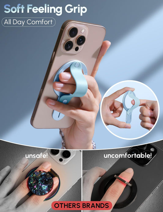 Phone Grip for iPhone - Magnetic Phone Ring Holder Detachable for iPhone 16 - Comfortable Finger Phone Loop Grip for Apple 16/15/14/13/12,Blue