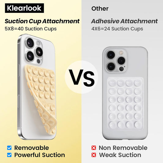 Klearlook Silicone Suction Cup Phone Case Mount Double Sided, Sticky Phone Grip for 6.1-7.2 inch Phones, Phone Accessories Hands-Free Strong Grip Holder for Selfies and Videos, Baby Yellow