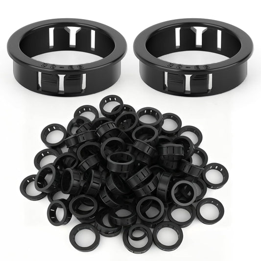 50PCS 1-1/2" Black Cable Snap Bushing Grommet, Snap in Cord Bushing Protect Cables