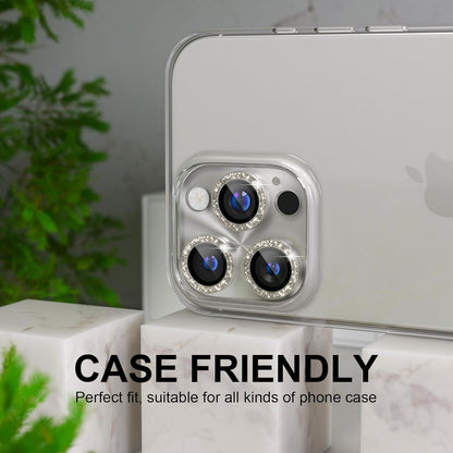 Choiche Compatible for iPhone 16 Pro/iPhone 16 Pro Max Camera Lens Protector, Bling Camera Cover with 9H Tempered Glass Lens Screen Protector Metal Ring Accessories (Clear-Titanium Natural)