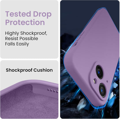 FireNova Designed for iPhone 14 Case, Silicone Upgraded [Camera Protection] Phone Case with [2 Screen Protectors], Soft Anti-Scratch Microfiber Lining Inside, 6.1 inch, Light Purple