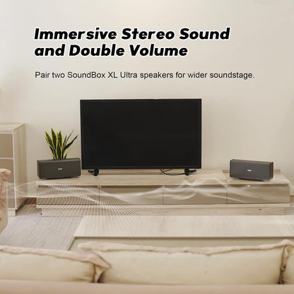 DOSS SoundBox Ultra Bluetooth Speaker with 2.1 Channel Audio, 80W Superior Sound with Deep Bass, Two DSP Technologies, 18H Playtime, BT 5.3, Wireless for Home, Office, Room-Black