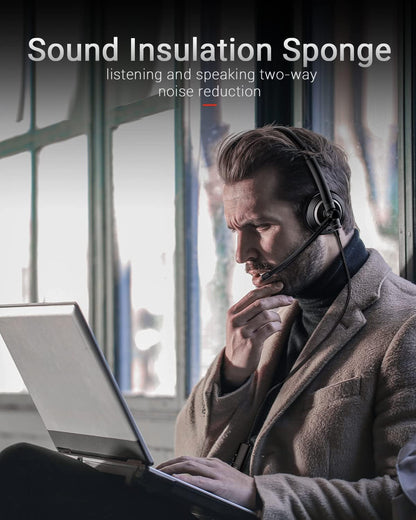 Wired Headset with Microphone for PC Laptop - 3.5mm Jack On Ear Headphones with Noise Cancelling Microphone for Boom Skype Webinars, in-line Control,Comfortable