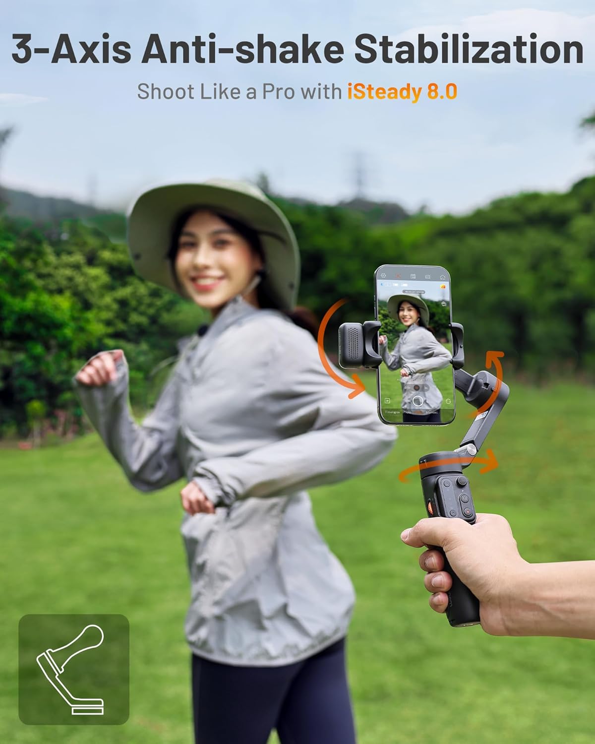 Hohem iSteady X3 Gimbal Stabilizer for iPhone, Phone Stabilizer for Video Recording with Object Tracking, 3-Axis Foldable Phone Gimbal with Remote Control for Tiktok, Built-in Extendable Rod & Tripod