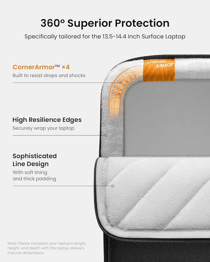 tomtoc 360° Protective Laptop Sleeve for 13.5-14.4 Inch Surface Laptop Studio/6/5/4/3, Surface Book, Water-Resistant Laptop Case for Acer Aspire/Swift 14, ASUS Vivobook/Zenbook 14, Jumper EZbook X3
