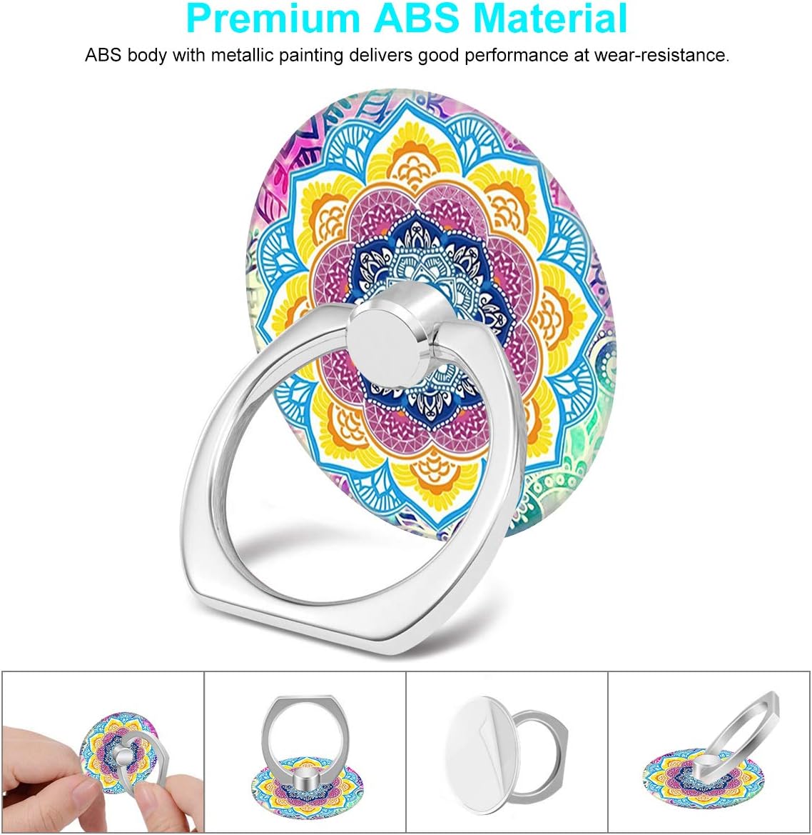 Bonoma Cell Phone Ring Holder Stand, 3 Pack Colorful Mandala 360 Rotation Universal Smartphone Ring Grip Stand Compatible with Smartphones and Tablets