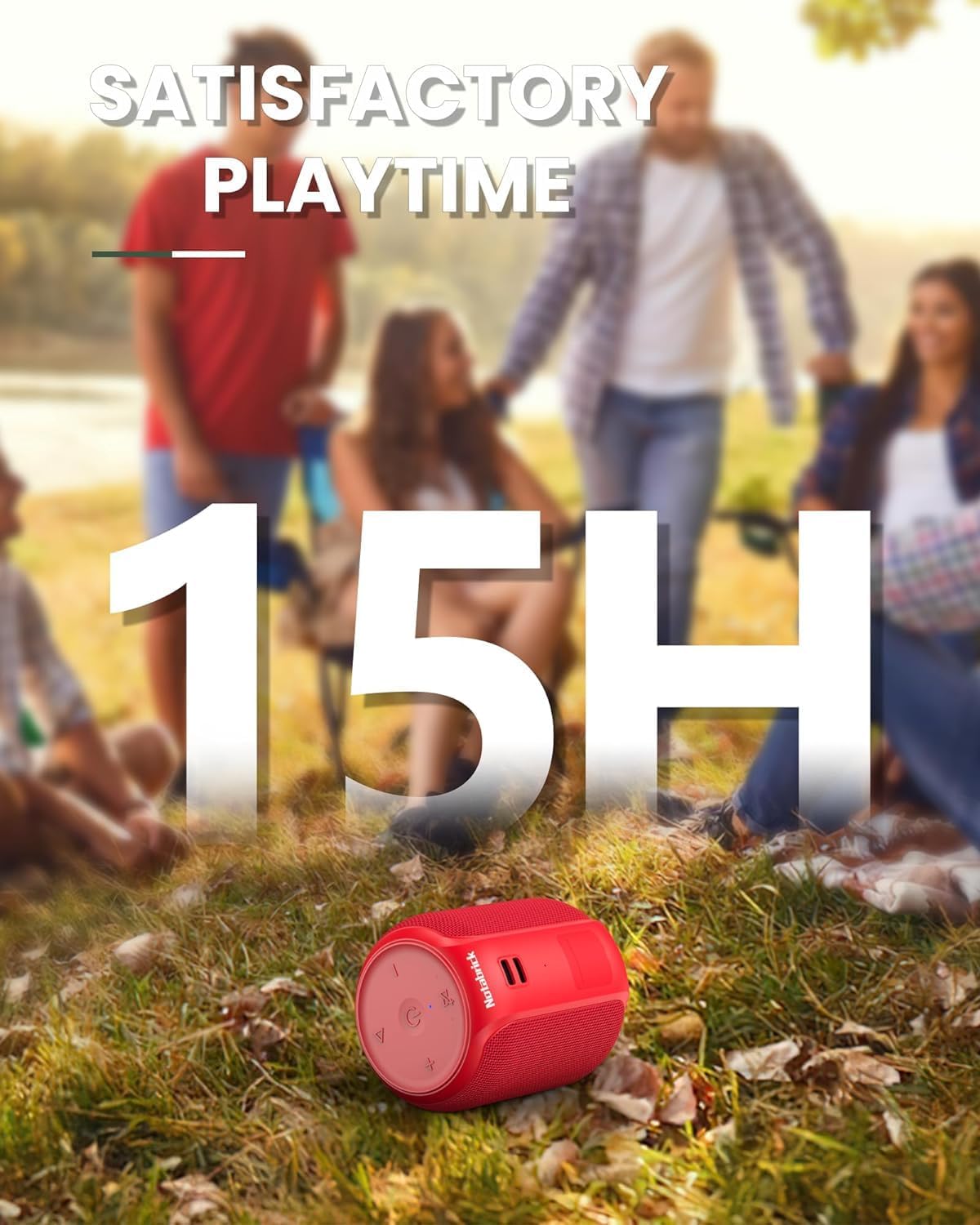 NOTABRICK Bluetooth Speakers, 15W Portable Speakers Bluetooth Wireless V5.0 with Stereo Sound, Active Extra Bass, IPX6 Waterproof Shower Speaker, Double Pairing, for Party, Home Theater, Game Theater