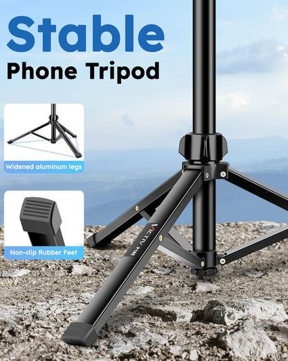 86" Tripod for iPhone, Stable & Tall Phone Tripod with Remote and Flexible Gooseneck for Video Recording/Watching/Cooking/Fitness/Vlogging