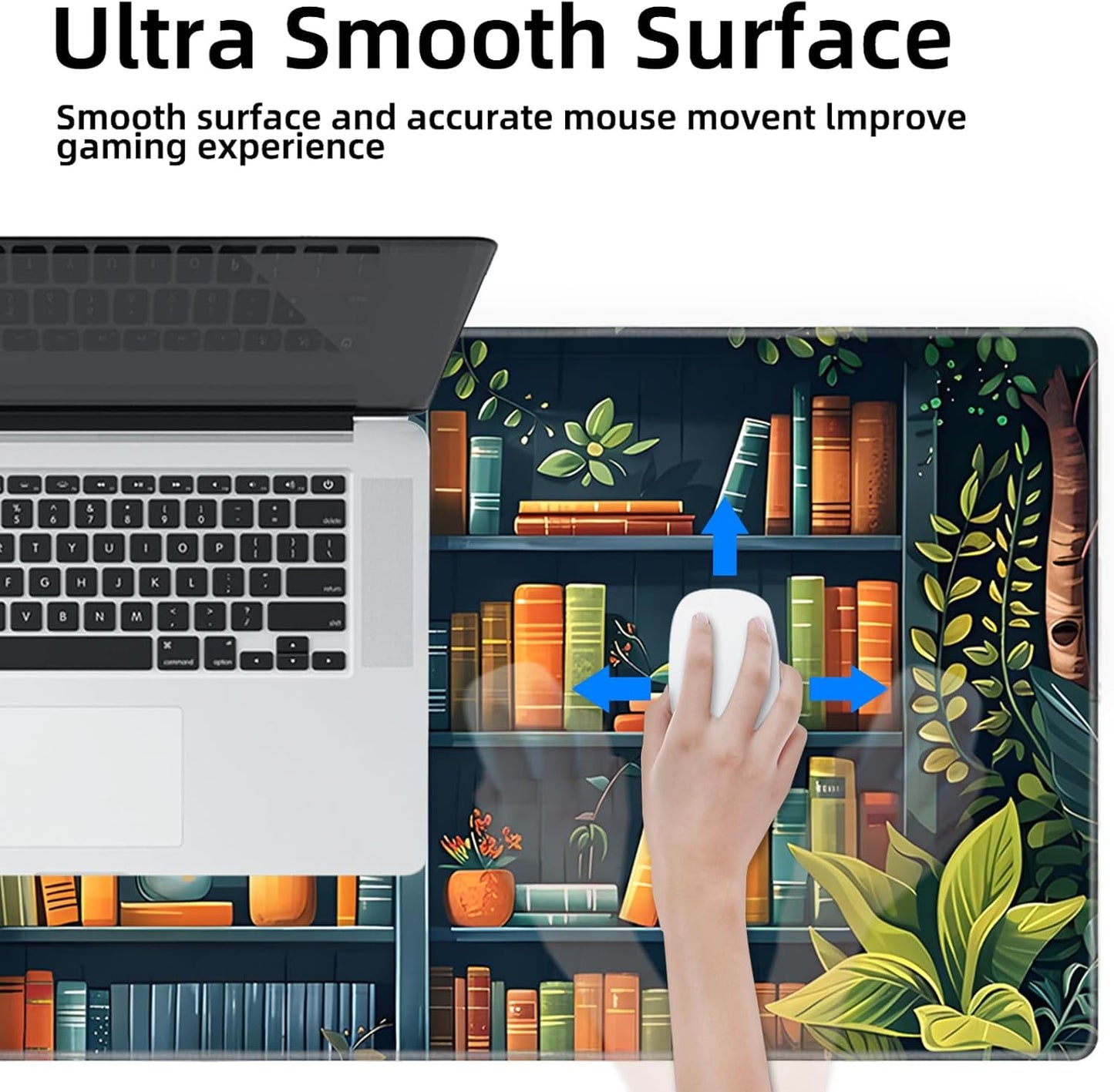 Galdas Gaming Mouse Pad XXL XL Large Long Extended Big Mousepad Non-Slip Rubber Keyboard Mouse Pad with Stitched Edges for Laptop Home Office (31.5x11.8x0.08 Inch) -Books