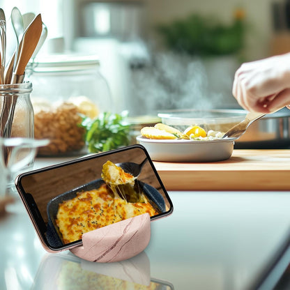 Marble Phone Stand for Desk - Cell Phone Holder for Nightstand Office Decor Compatible with iPhone 17 16 15 Pro Max iPad mini, Telephone Boho Pink Marble Kitchen Accessories