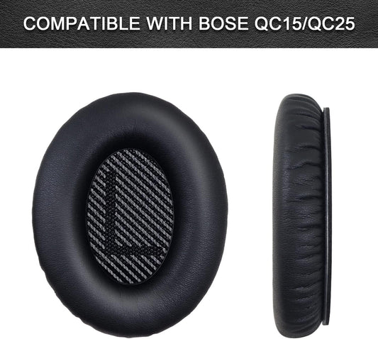 Replacement Ear Pads for Bose QuietComfort 35 35 II 15 25(qc 35 25 15/QC35 ii), Headphone Ear Covers, High Density Memory Cotton, Soft Leather, Adaptive Noise Isolation Headphones Pads Cushions