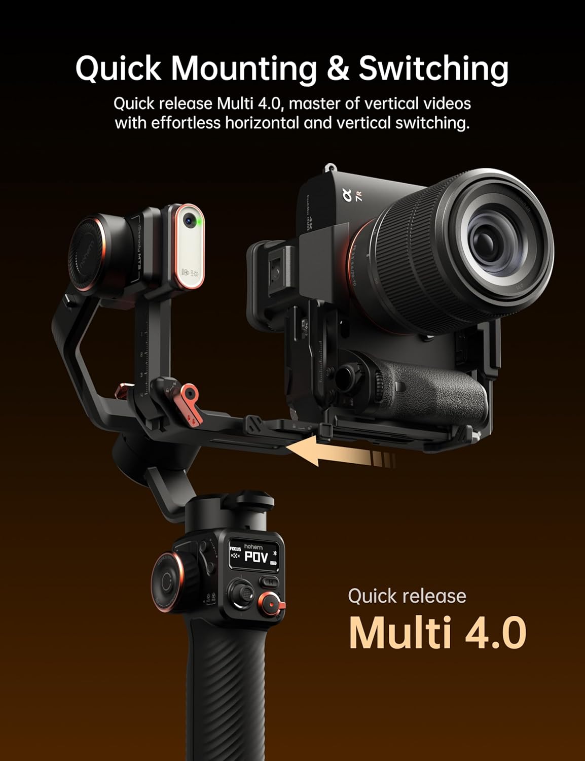 hohem iSteady MT2 Kit Gimbal Stabilizer for Camera, 3-Axis Gimbal for Mirrorless/Pocket/Action Camera/Smartphone, AI Tracker, Magnetic Fill Light Stabilizer, Available for Canon/Nikon/Sony