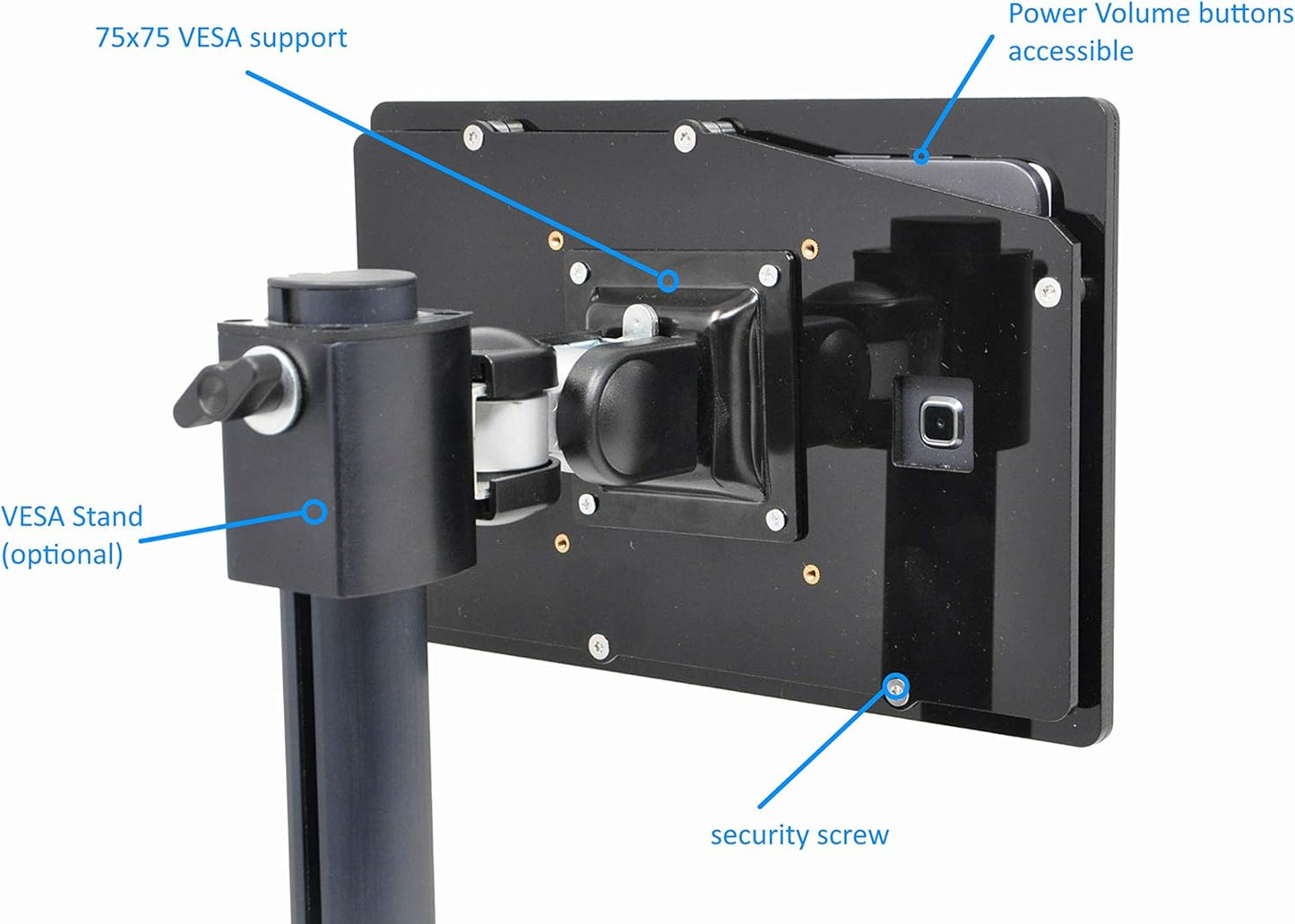 TABcare Anti-Theft Acrylic VESA Enclosure for Galaxy TAB A7 Lite 8.7" SM-T220 Tablet with Free Wall Mount Kit & 90-Degree Angle USB C Cable (TAB A7 Lite, Clear)