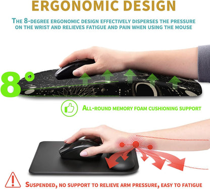 Hokafenle Ergonomic Mouse Pad Wrist Support with Massage Design, Wrist Rest Pain Relief Mousepad with Memory Foam&Non-Slip PU Base,Mouse Pads for Wireless Mouse (12x8 inch,Tarot Constellation)