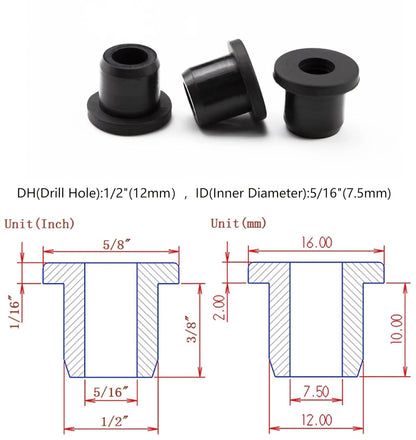 20 pcs 1/2" Drill Hole，5/16" ID Black Silicone Top hat Rubber Grommets for Wiring，Automotive，Firewall，Hole Plug，Desk，Screw，Water and Gas Pipe，Drain，House Siding，Cable Bushing，Glass，Wire Plug