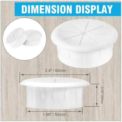 2" White Desk Grommet, JTemgle Flexible Cable Grommet Rubber Cable Hole Cover Wire Organizer Caps Desktop Cord Management for Home Office TV Stands Tabletops, 2 Pieces