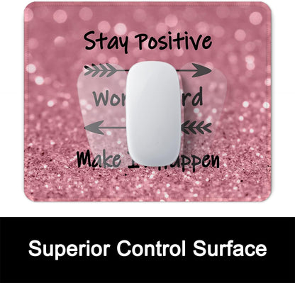 ITNRSIIET Mouse Pad with Stitched Edge Premium Textured Smooth Precise Operation Waterproof Washable Non-Slip Rubber Base Desktop Protection Mat, 10.2×8.3×0.12 inches, Pretty Inspirational Quotes