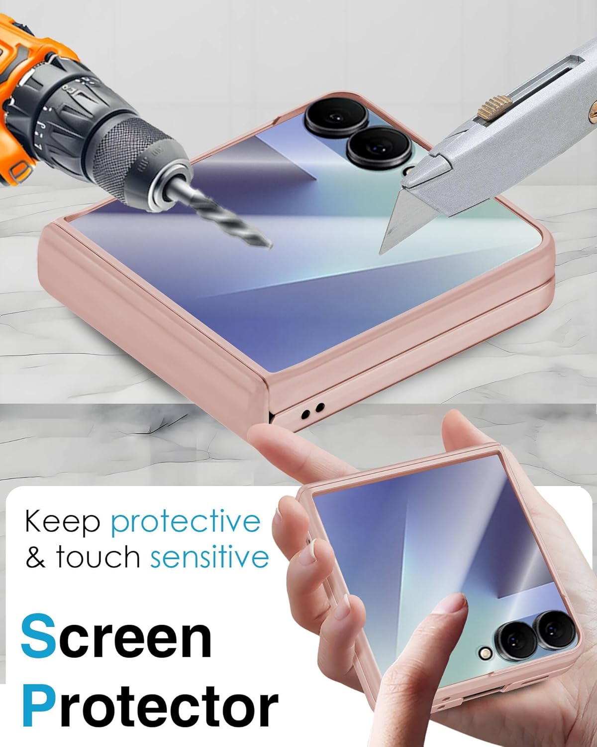 STORMTAL for Samsung Galaxy Z Flip 7 Case, Hinge Protection, Built-in Screen Protector, Wireless Charging, Shockproof, Slim Rugged Phone Protective Case for Galaxy Z Flip 7 Pink