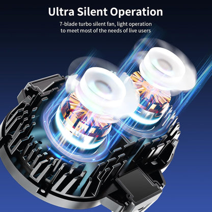 Cell Phone Cooler with LED, Cooling Power, Compatible with 2.5-3.5 Inch Wide Smartphones for Gaming, Live Streaming and Video Recording