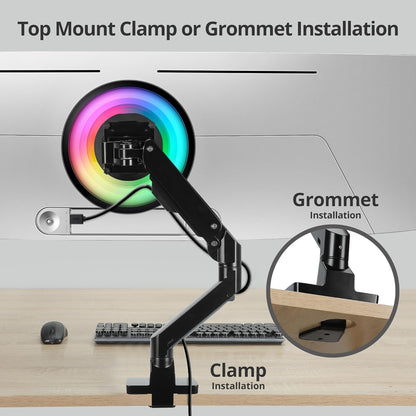 AVLT Single Monitor Arm Desk Mount for 34 to 57 in Screens – Fits One 44 lb Heavy Duty Monitor – Full Motion Height, Swivel, Tilt, Rotation – VESA 200x200, 200x100, 100x100, 75x75 – Black
