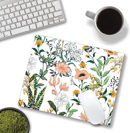 Mouse Pad, Premium-Textured Mouse Mat, Non-Slip Rubber Base Mousepad for Laptop, Computer & PC,9.5×7.9 in, Creamy White Floral