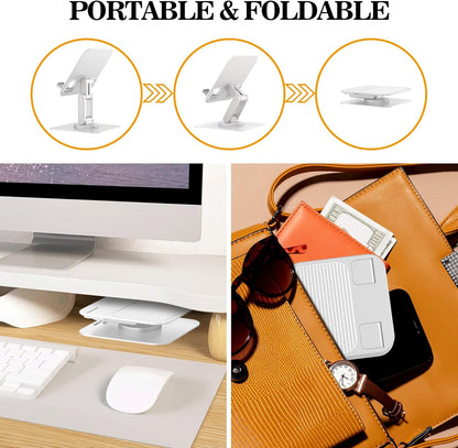 OCYCLONE for iPad Stand for Desk 360 Rotating Adjustable Portable Monitor Tablet Holder, White