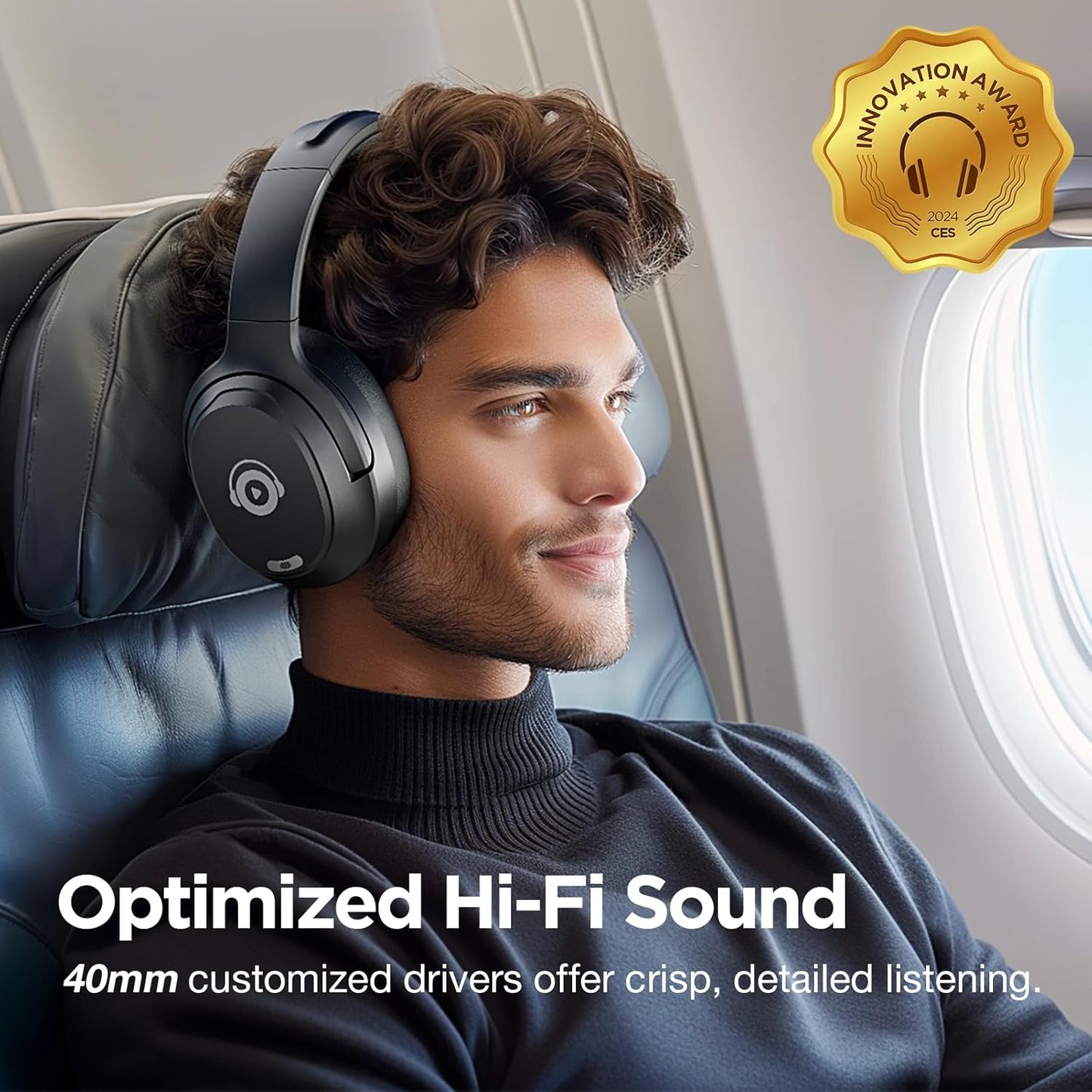 Upgrade Pro‑Level Hybrid Active Noise Cancelling Headphones with HD Sound, Wireless Bluetooth Headphones Over The Ear Unequaled Comfort, Vivid Deep Bass, for Home Office Travel Birthday Gift