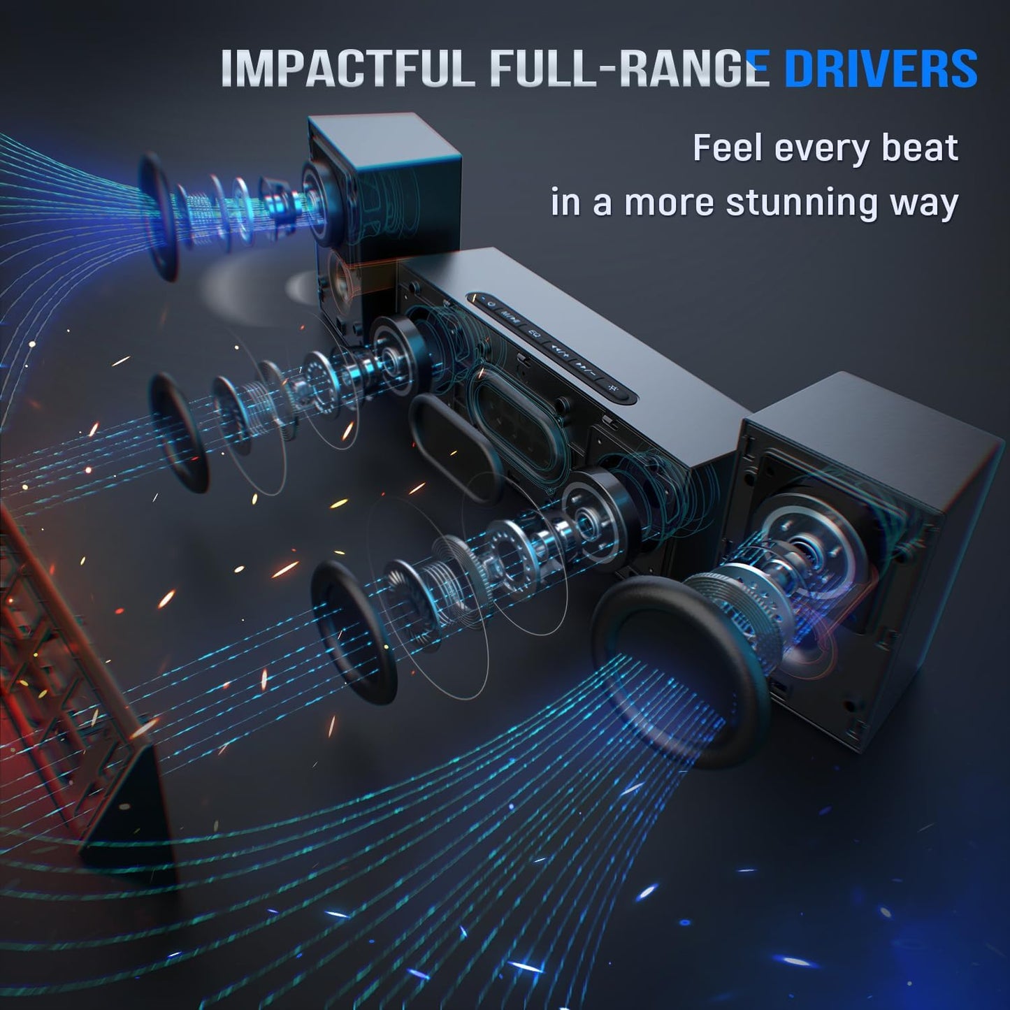 FIFINE Computer Speakers System with Subwoofer, Gaming Speaker for PC with RGB, Volume Control, Monitoring, 3.5mm Aux Input, AC Powered Speakers for Desktop Mobile TV-AmpliGame A22