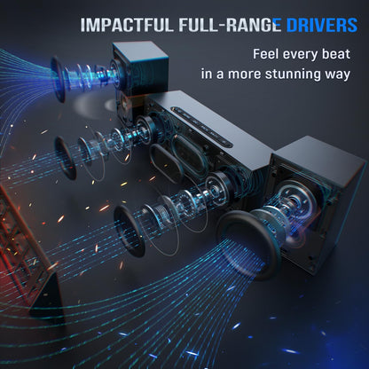 FIFINE Computer Speakers System with Subwoofer, Gaming Speaker for PC with RGB, Volume Control, Monitoring, 3.5mm Aux Input, AC Powered Speakers for Desktop Mobile TV-AmpliGame A22