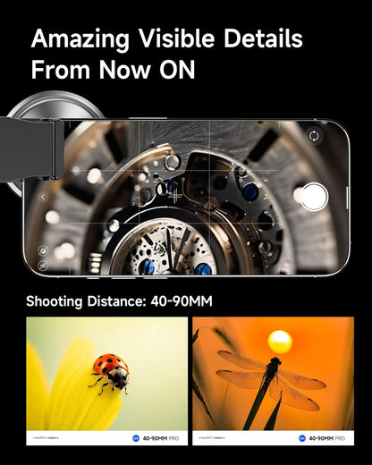 32X Macro Lens Kit for iPhone, 40-90MM, 3 in 1 Phone Camera Lens Kit, 52MM CPL Lens Filter + Starlight Lens Filter + Macro Lens for iPhone Samsung Android Smartphone