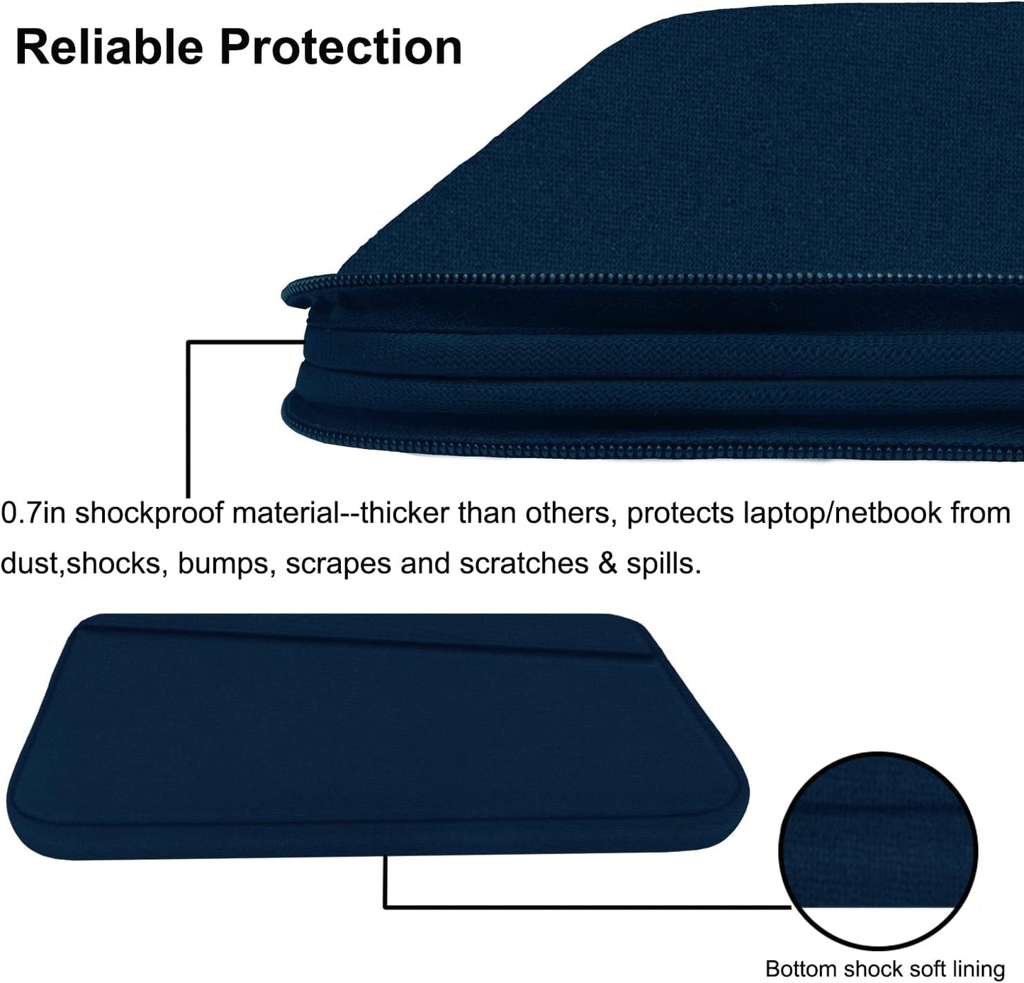 Laptop Sleeve Case, 15.6 inch, Durable Computer Carrying Bag Protective Case Briefcase Handbag with Front Pocket, Slim Laptop Cover for 15.6 Inch HP, Dell, Lenovo, Asus, Notebook, Blue