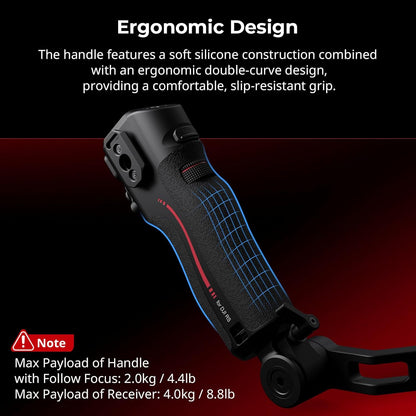 SMALLRIG Handle with Follow Focus for DJI RS 2 / RS 3 Pro/RS 4 / RS 4 Pro Gimbal Stabilizer, Handle with 1/4"-20 locating Holes and a Cold Shoe Mount, Max Load 4.4lb