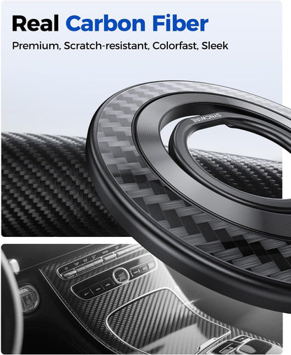 SYNCWIRE Carbon Fiber Magnetic Phone Ring Holder for MagSafe - Magnet Phone Grip Stand with 360° Rotation & Reinforced Hinge Compatible with iPhone 16 15 14 13 Pro Max Plus MagSafe Accessories