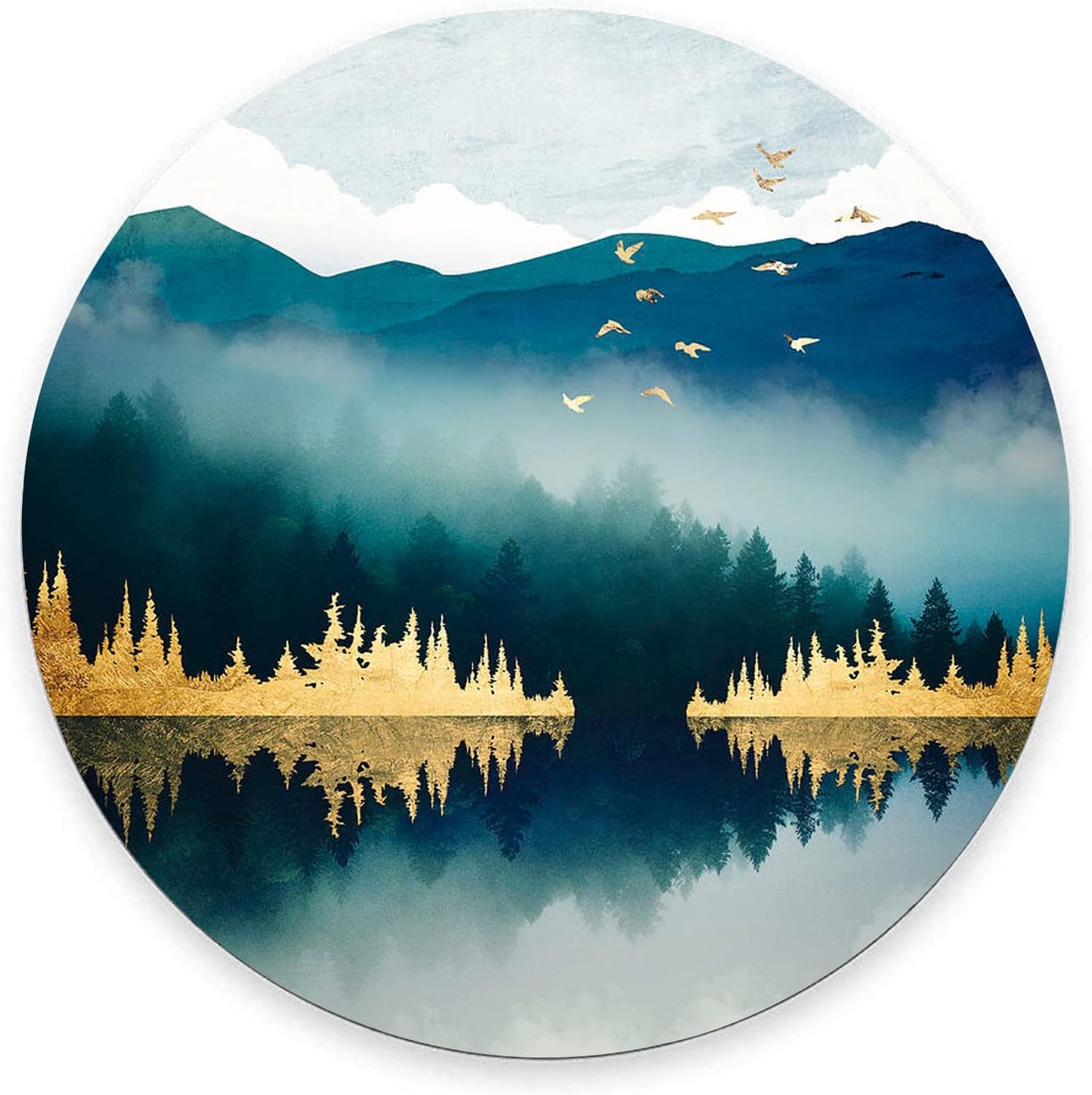 Mouse Pad, Round Personalized Computer Mouse Pads with Abstract Mountain Design, Washable Mouse Mat with Lycra Cloth, Gaming Office Home Non-Slip Rubber Base Mousepad