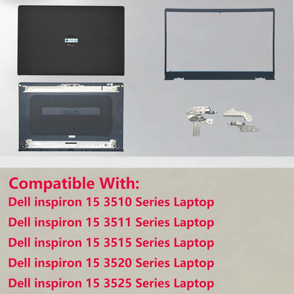 Replacement LCD Back Cover Top Case Lid Front Bezel Frame with Hinges for DELL Inspiron 15 3510 3511 3515 3520 3525 Series Laptop 0WPN8 00WPN8 9WC73 09WC73 AP3LE000901 Black