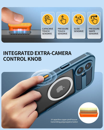 Lanhiem Magnetic for iPhone 16 Plus Case, IP68 Waterproof Dustproof Case, [Compatible with Magsafe] [Built-in Screen Protector] Full Body Heavy Duty Rugged Phone Cover 6.7 inch, Blue/Clear