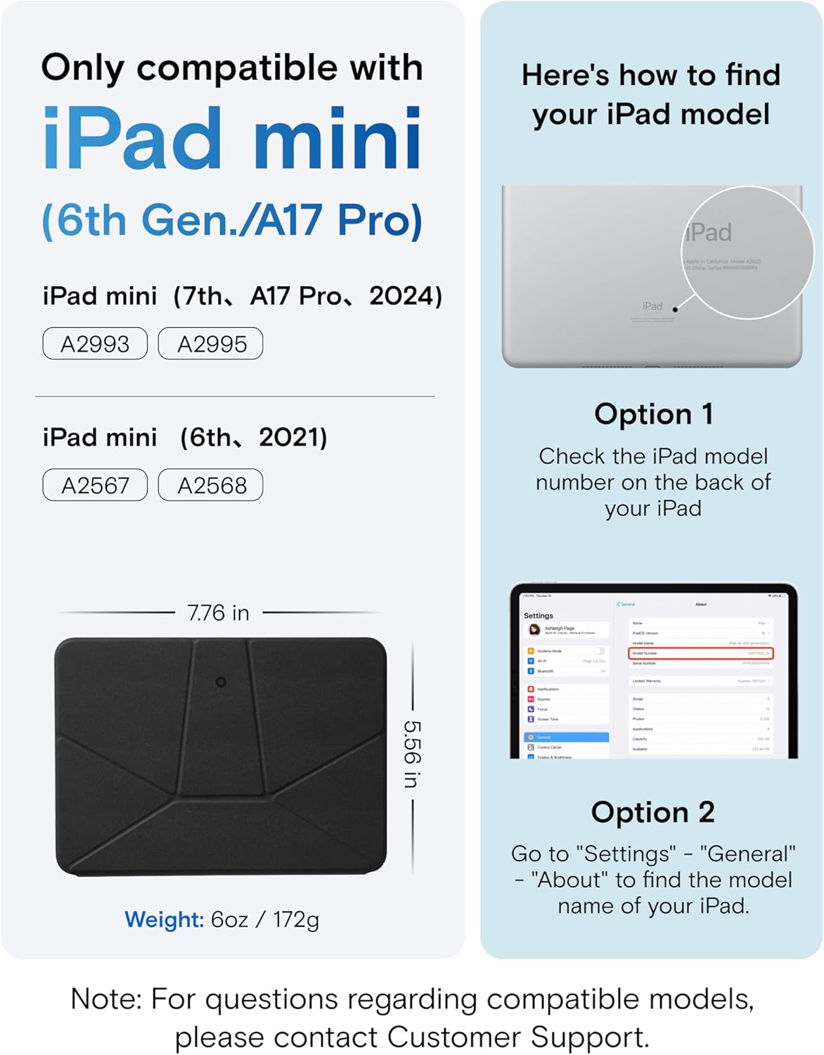 MOFT Dynamic Folio Case for iPad mini 7 A17 Pro 2024 & iPad mini 6th A15 2021, 8.3 Inch Silm Magnetic Stand Case with 20+ Viewing Angles, Auto Wake/Sleep, Ultra Thin, Jet Black