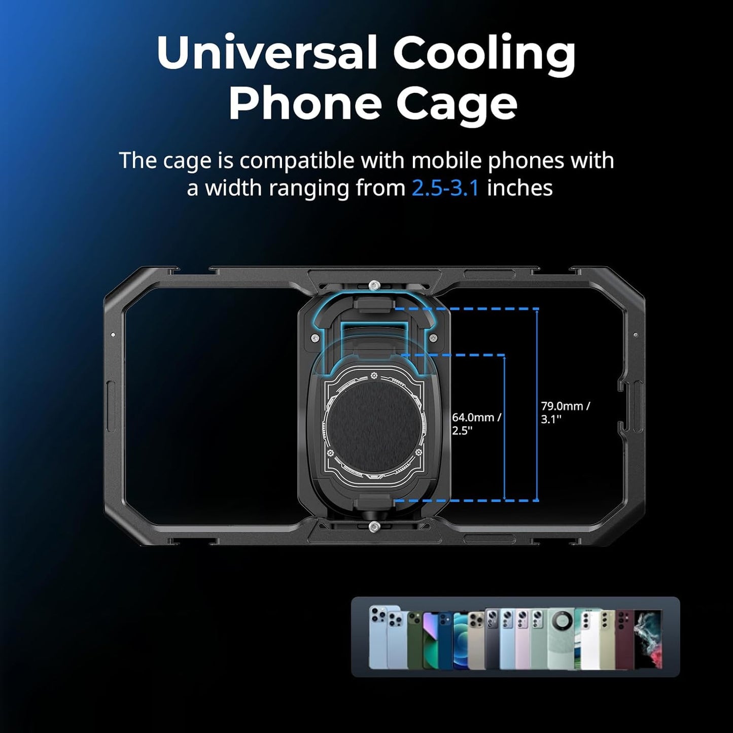 SMALLRIG All-in-One Cooling Dual Handle Phone Cage Kit for iPhone 17/16/Android, 15W Active Cooler & 4-in-1 USB-C Hub, Universal Compatibility 2.5-3.1" Phones, for Live Streaming- 5276