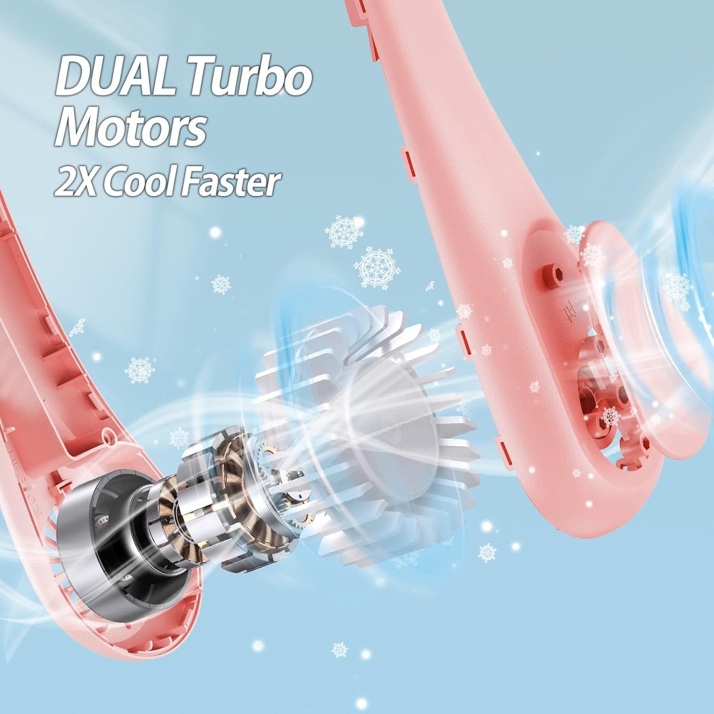 AMACOOL Bladeless Neck Fan Portable Personal Fan 5000mAh Rechargeable Battery Operated Wearable Fan for Women Men Outdoor Sport Travel Patio Garden Work Home Kitchen (Pink)