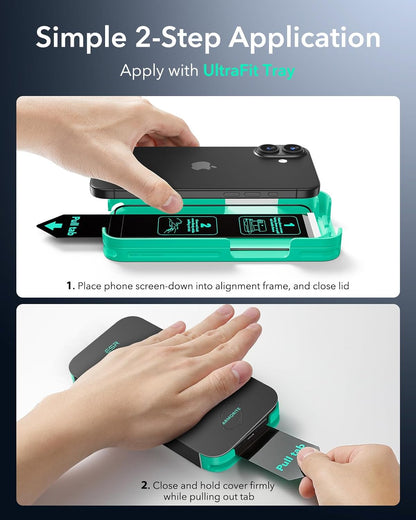 ESR 3 Pack 9H+ Glass for iPhone 16 / iPhone 15 Screen Protector, [Military Grade Shatterproof & Longest Durable] Armorite Ultra-tough Full Coverage Tempered Glass with UltraFit Tray