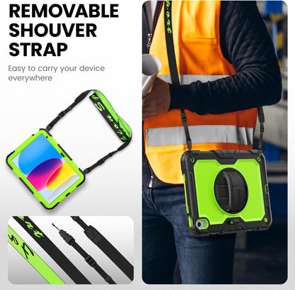 timecity for iPad (A16) 11th/ 10th Generation Case 11''/ 10.9 Inch (2025/2022) - Heavy Duty Protective Cover with Screen Protector, Stand, Shoulder Strap & Pencil Holder | Kids-Friendly - Green