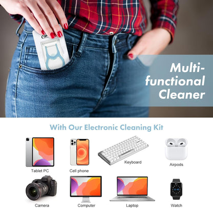 11-in-1 Keyboard Cleaning Kit, Laptop Cleaning Kit Keyboard Brush Cleaner Electronics Cleaner for Cell Phone/Earbuds/Camera Lens/Computer with Multifunctional Cleaning Tool Blue (Light Blue)