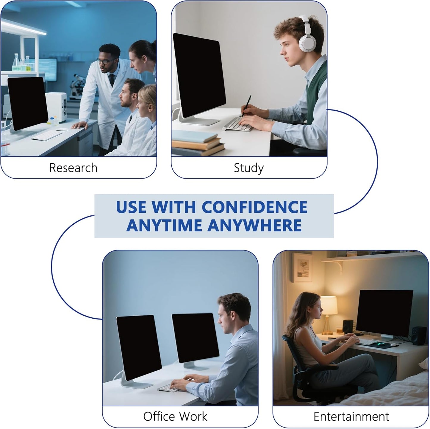 [2 Pack] 23.8 Inch Computer Privacy Screen Filter for Monitor 16:9, Magnetic Privacy Shield and Anti-Glare Blue Light Protector for 23.8'' Monitor