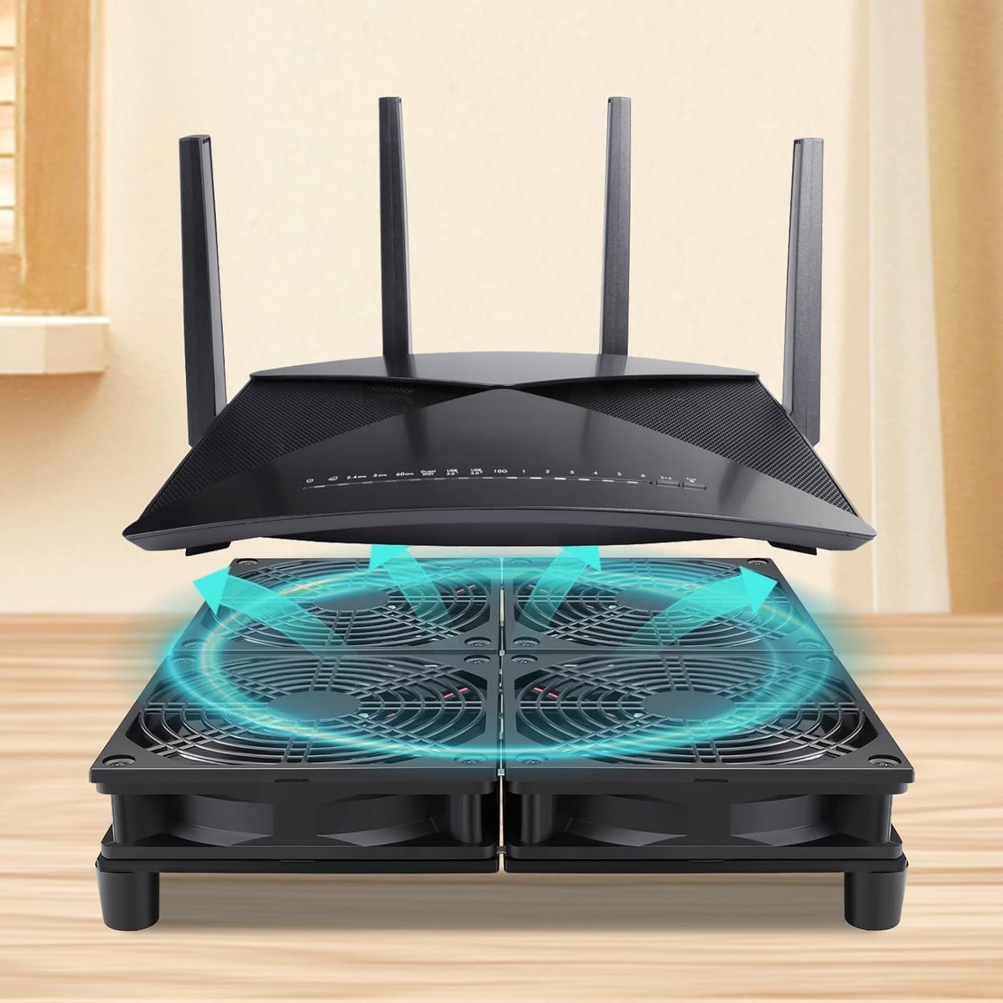 Wathai 120mm x 4 Router TV Box Fan 110v - 240v Big Airflow with Speed Control for DIY Gaming Consoles, Amplifiers, Xbox, Laptop Stand, Mining Machines Devices Cooling