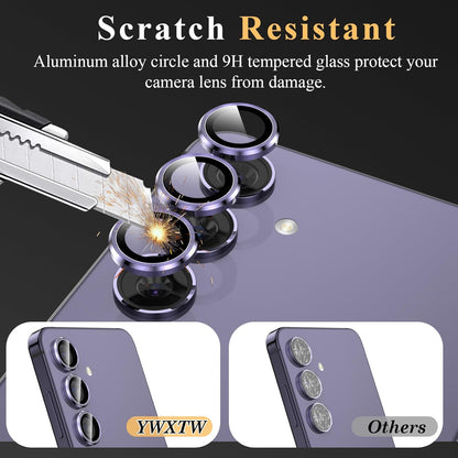 YWXTW Camera Lens Protector for Samsung Galaxy S24 Plus Accessories, 9H Tempered Glass Metal Individual Ring Camera Cover Screen Protector for S24 Plus, Case Friendly, Anti Scratch (Cobalt Violet)