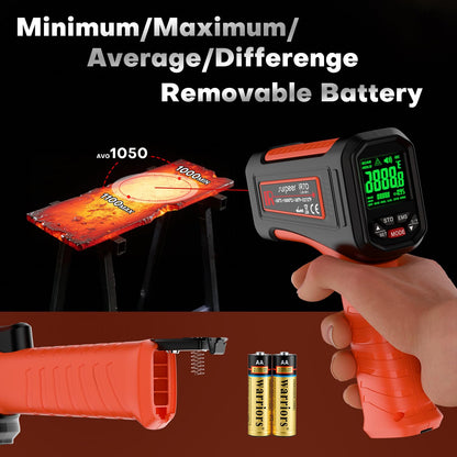 -58℉~3272℉ Infrared Thermometer IR Gun, High-Temp Digital Temperature Gun, 50:1 Non-Contact Pyrometer for Kiln, Forge, Furnace, Engine, HVAC & Industrial Applications