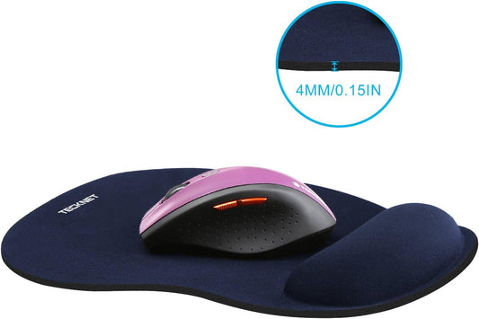 TECKNET 2 Pack Mouse Pad with Wrist Support, Ergonomic Gaming Mouse Pad Pain Relief, Portable Comfortable Mousepad for Computer, Laptop, Office, Home Non-Slip Base, Waterproof Surface - Navy