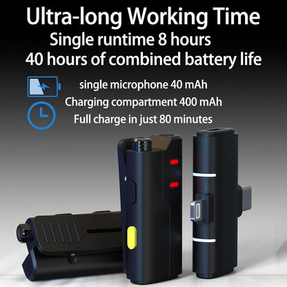 2 Pack Wireless Mini Lavalier Lapel Microphone for iPhone,Android Phone(2 in 1) - 80ft Cordless Clip on Dual Mics with Noise Reduction 8H Working Time for Video Recording Vlogging, YouTube, Interview