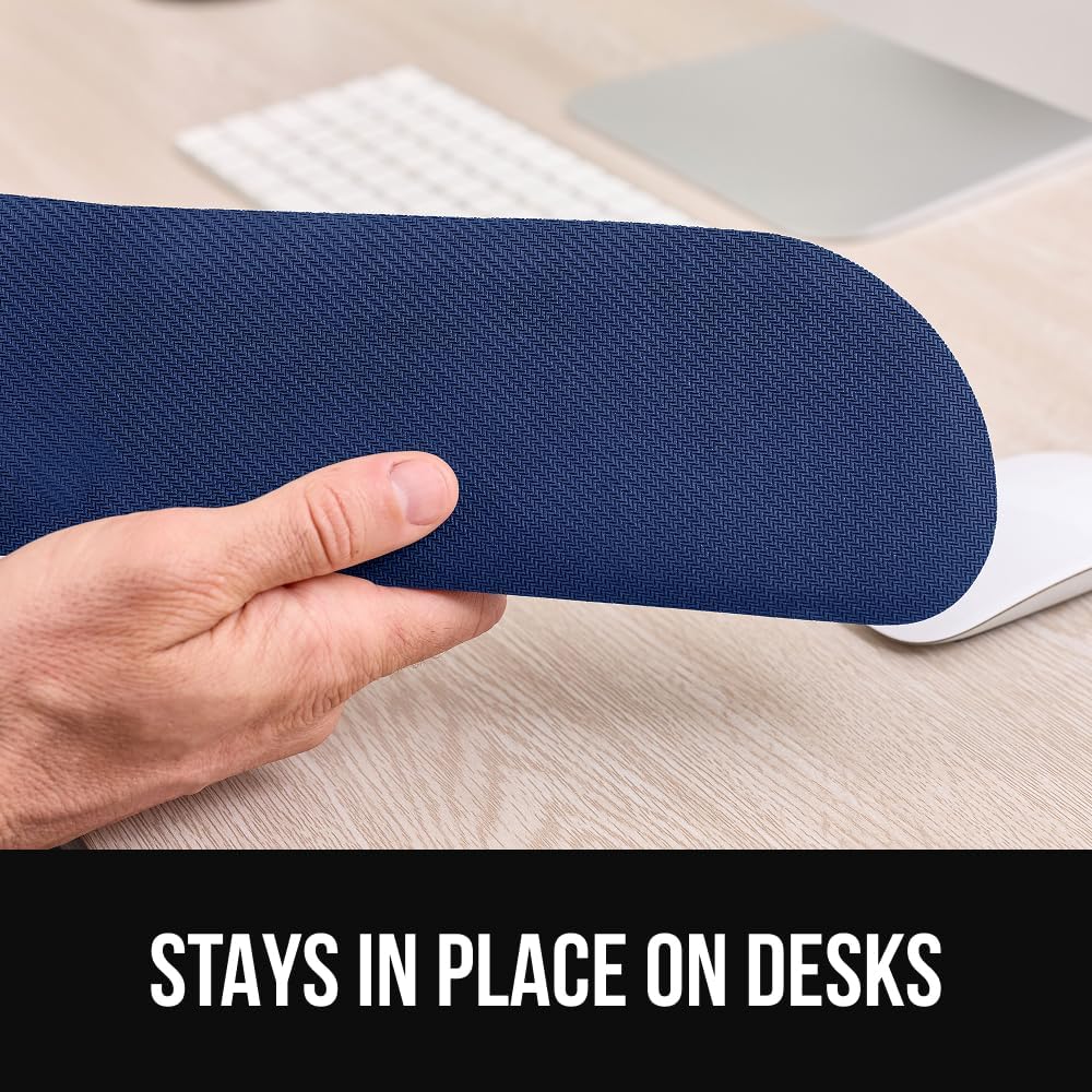 GORILLA GRIP Silky Gel Memory Foam Keyboard Wrist Rest for Computer and Mouse Pad, Ergonomic Design Typing Support, Desk Office Supplies, Hand & Arm Mousepad Cushion and Coaster 3 Piece Set Navy Blue